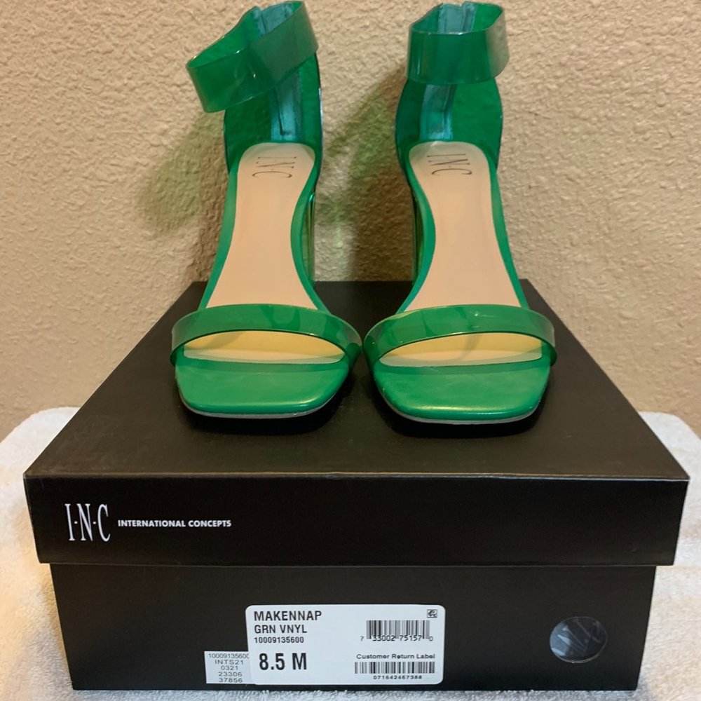 INC Women's Makenna Two-Piece Green Vinyl Dress Sandal